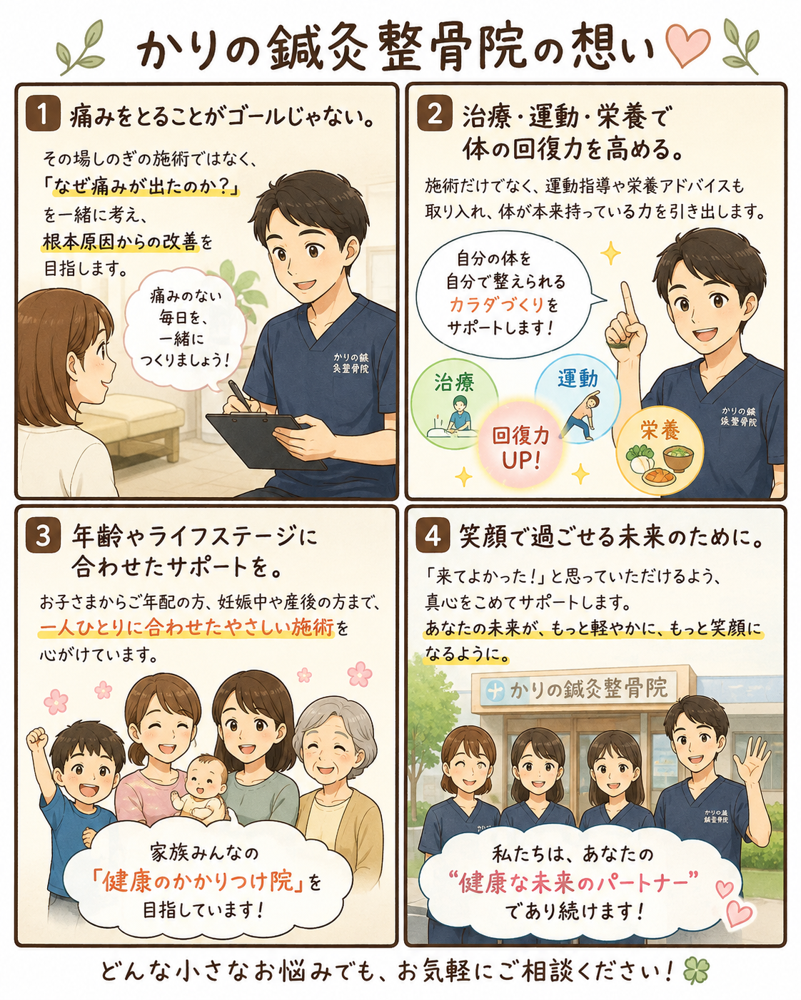 かりの鍼灸整骨院の想い
